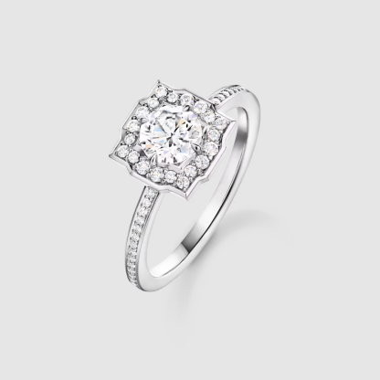 Belle Round Brilliant Diamond Micropavé Engagement Ring